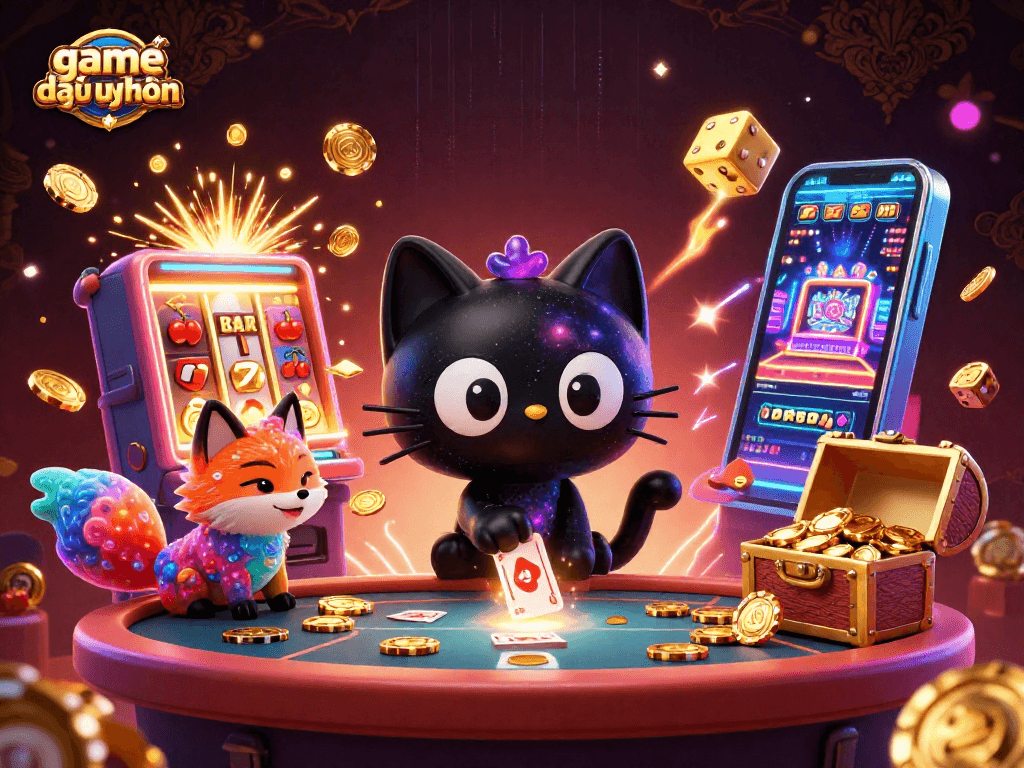 Experience game đổi thưởng uy tín with a cosmic casino adventure featuring animated characters and thrilling game elements.
