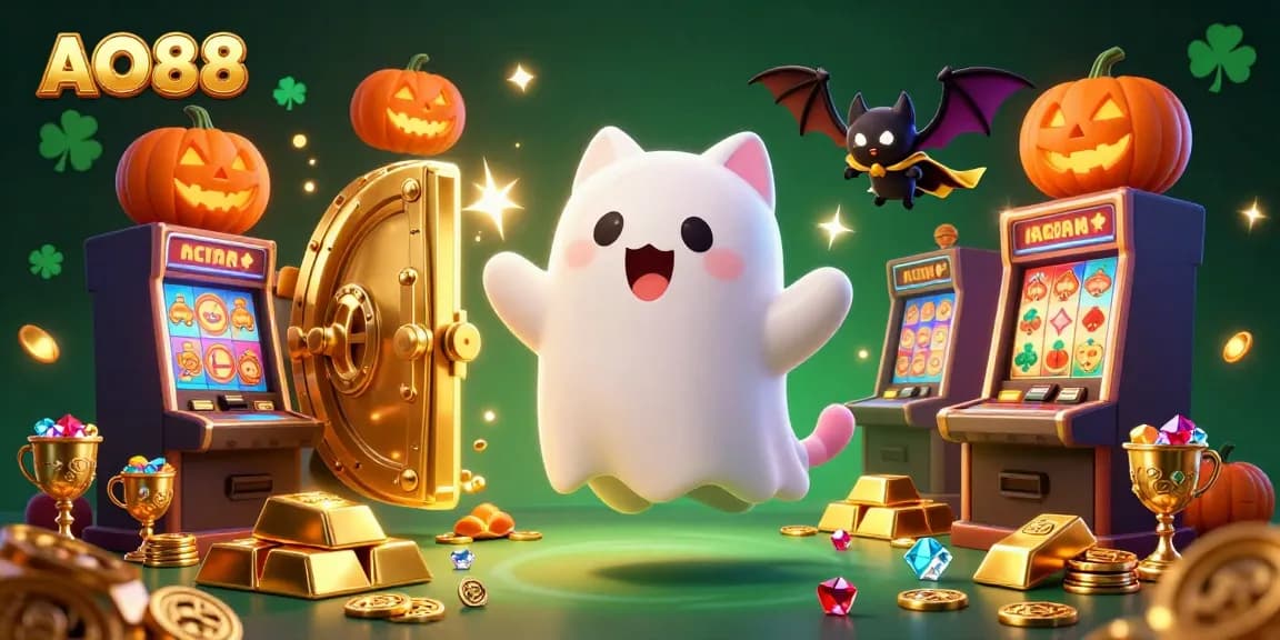 Experience thrilling gameplay at AO88 with ghostly celebrations and dazzling treasures in a haunted casino.