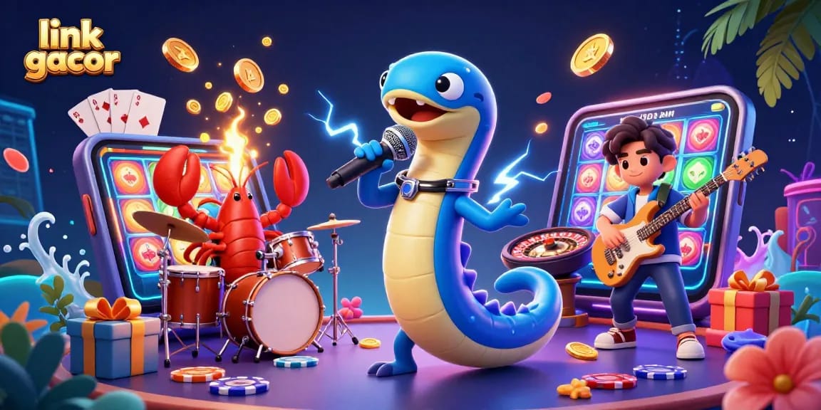 Engage with the vibrant underwater casino scene featuring link gacor with playful characters and exciting game elements.