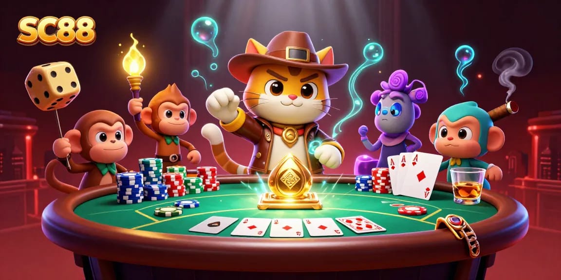 SC88 highlights thrilling casino adventures with an archaeological cat uncovering treasures.