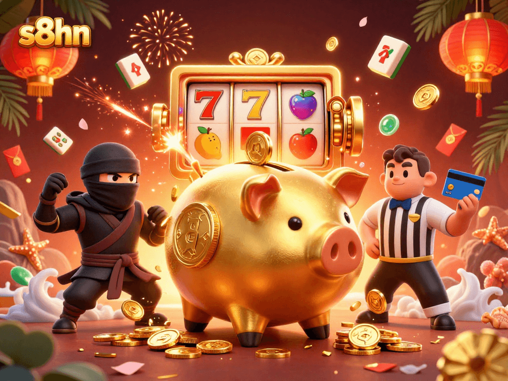 Experience the thrill of s8hn gaming with vibrant casino visuals and characters in action.