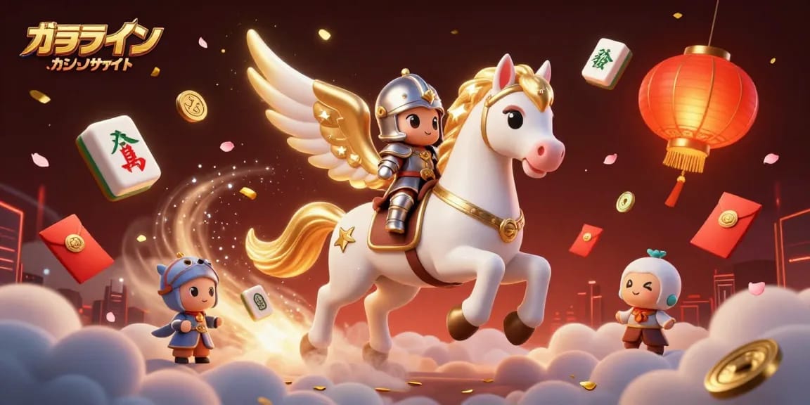 オンラインカジノサイトで遊ぶ3Dカートゥーンキャラクターが星の中を駆け巡るイラスト。
