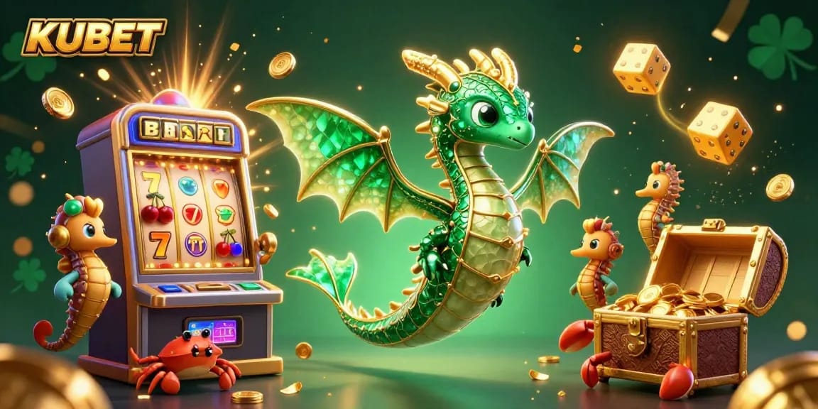 Join KUBET for an exciting casino experience featuring a vibrant dragon and extravagant rewards.