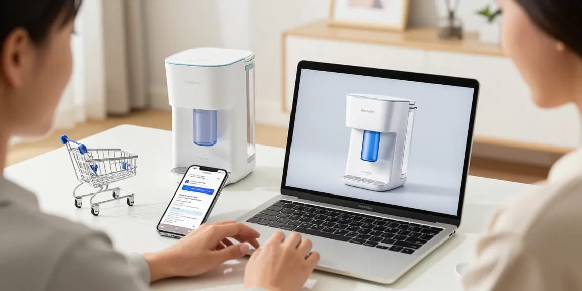 Waterdrop WFD-40W-L-A Water Filter Dispenser showcased in an online shopping environment, ideal for product reviews and e-commerce deals.