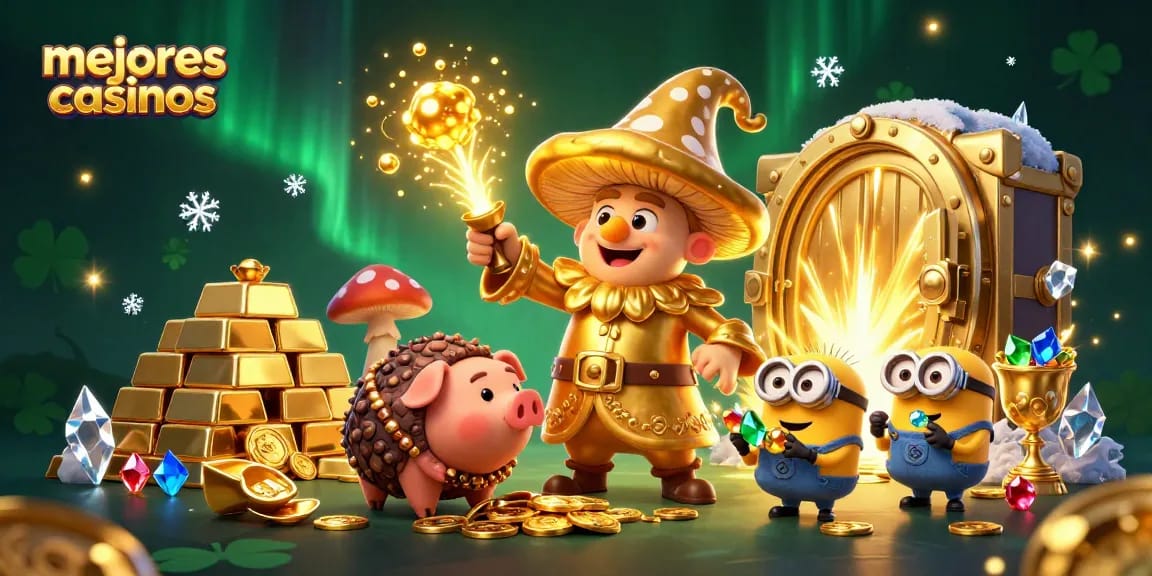 Juega en los mejores casinos y descubre tesoros mientras una seta mágica los convierte en oro.