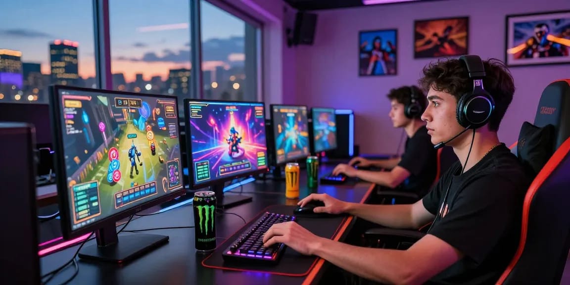 Engaging online gaming setup featuring website resmi wd138 with vivid slot animations and modern equipment.
