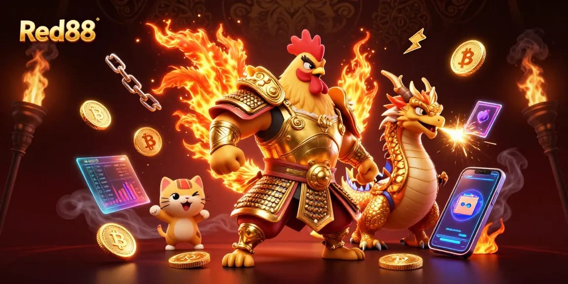 Experience thrilling games and vibrant visuals at Red88 online casino with digital elements.
