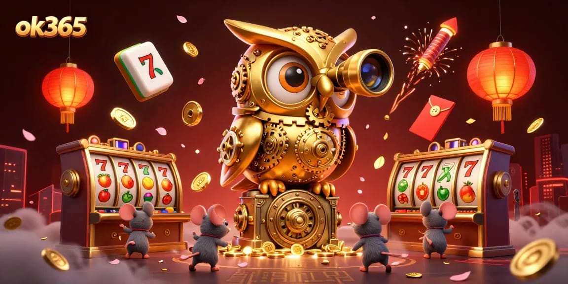 Experience thrilling gameplay at ok365 with vibrant slot machines and animated casino elements.