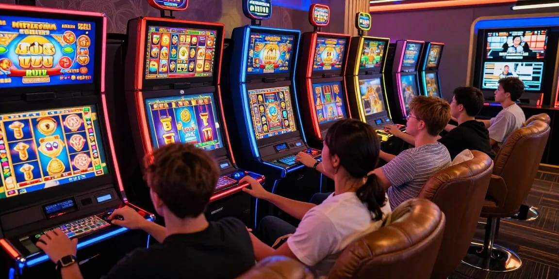 Exciting players engaging with slot online terpercaya games in a vibrant digital gaming environment.