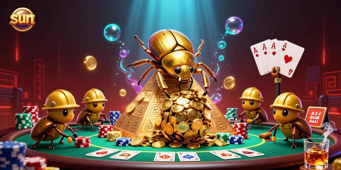 Experience the thrill of sun-driven casino gameplay with a stunning beetle gold scene.