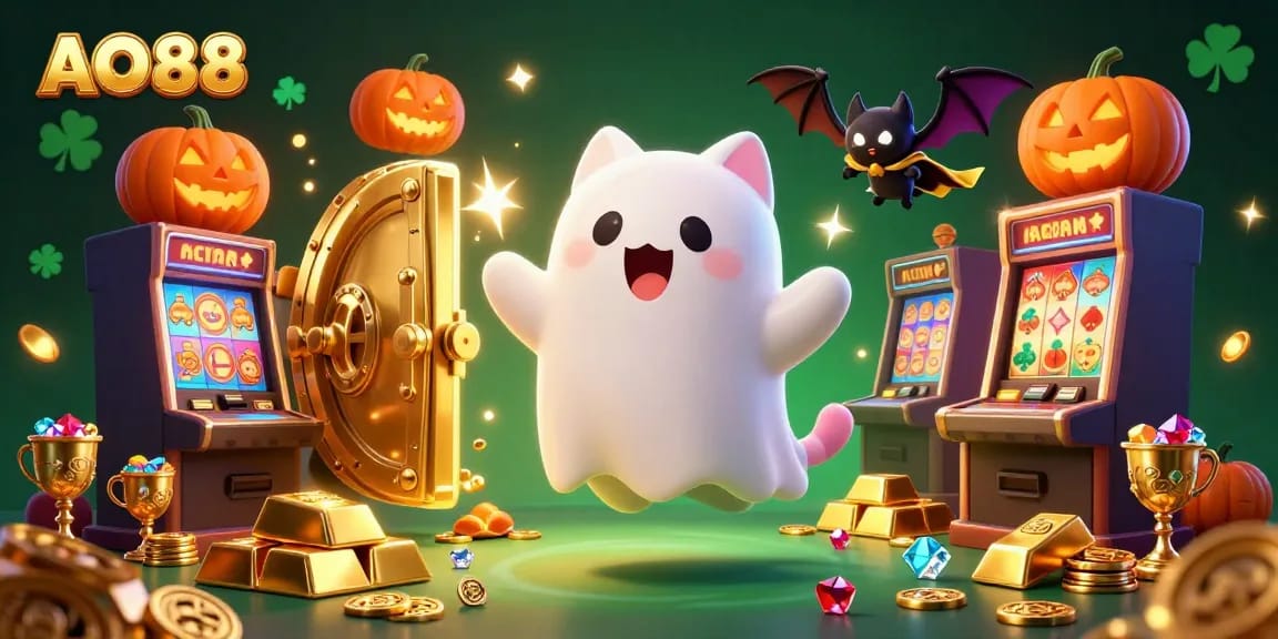 Experience thrilling gameplay at AO88 with ghostly celebrations and dazzling treasures in a haunted casino.