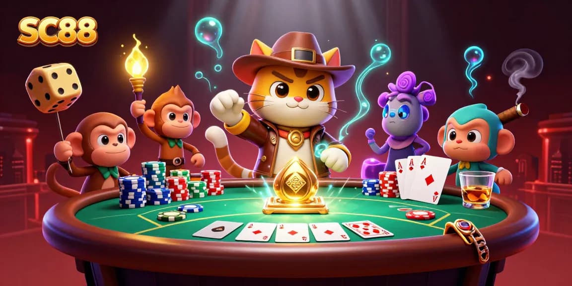 SC88 highlights thrilling casino adventures with an archaeological cat uncovering treasures.
