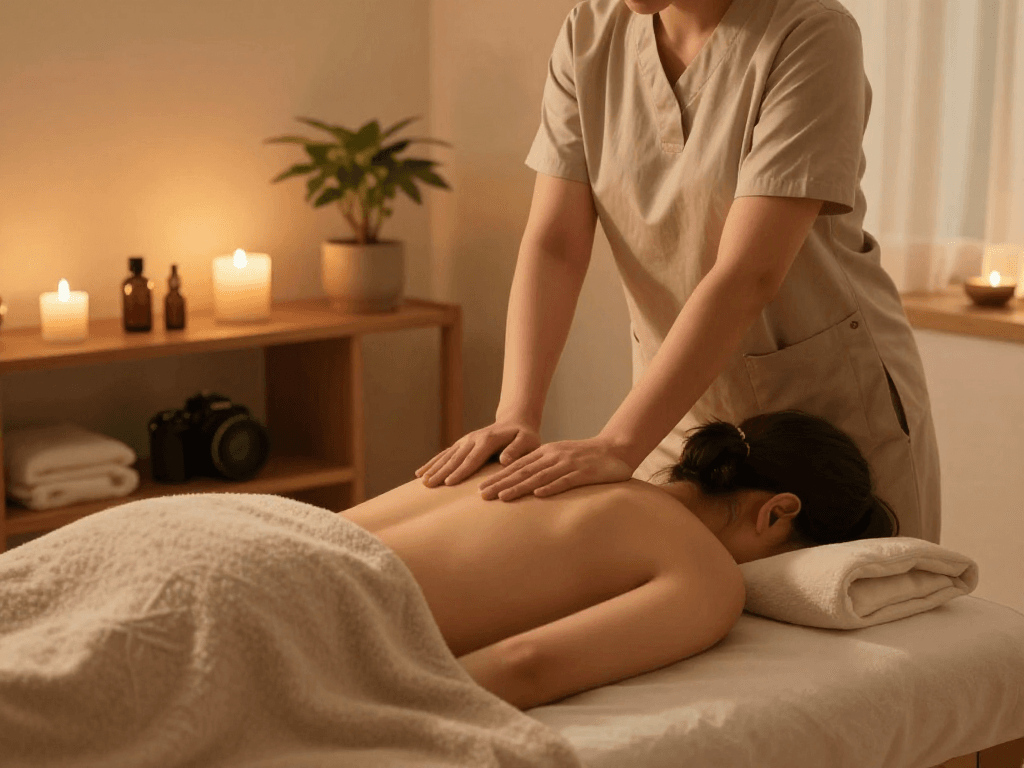 Enjoying a relaxing 파주출장마사지 in a soothing home environment with skilled therapist.
