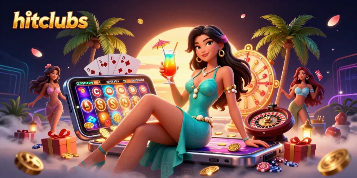 Engage with hitclubs and win big at this vibrant casino illustration.