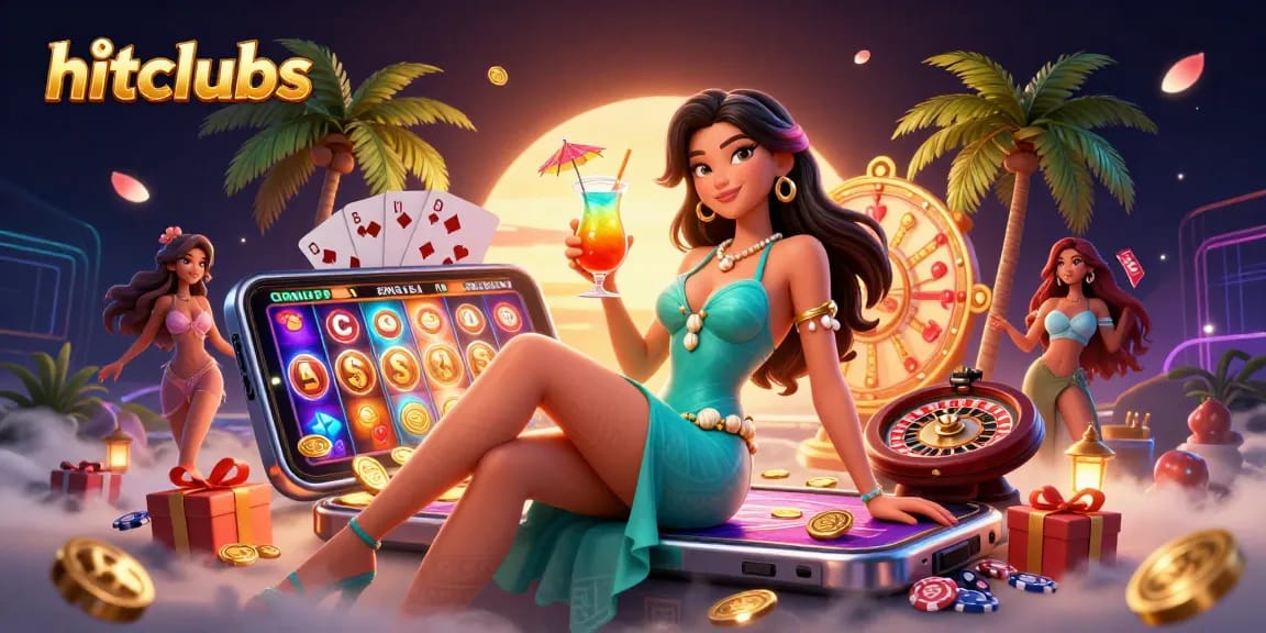 Engage with hitclubs and win big at this vibrant casino illustration.