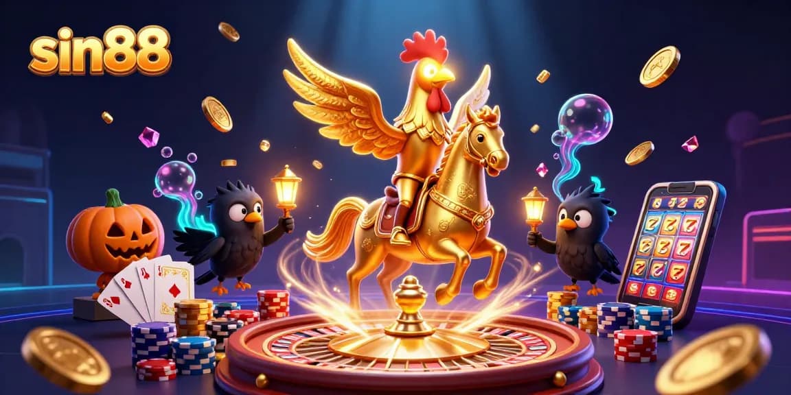 Experience the thrill of sin88's vibrant casino ambiance with exciting game elements and characters interacting dynamically.