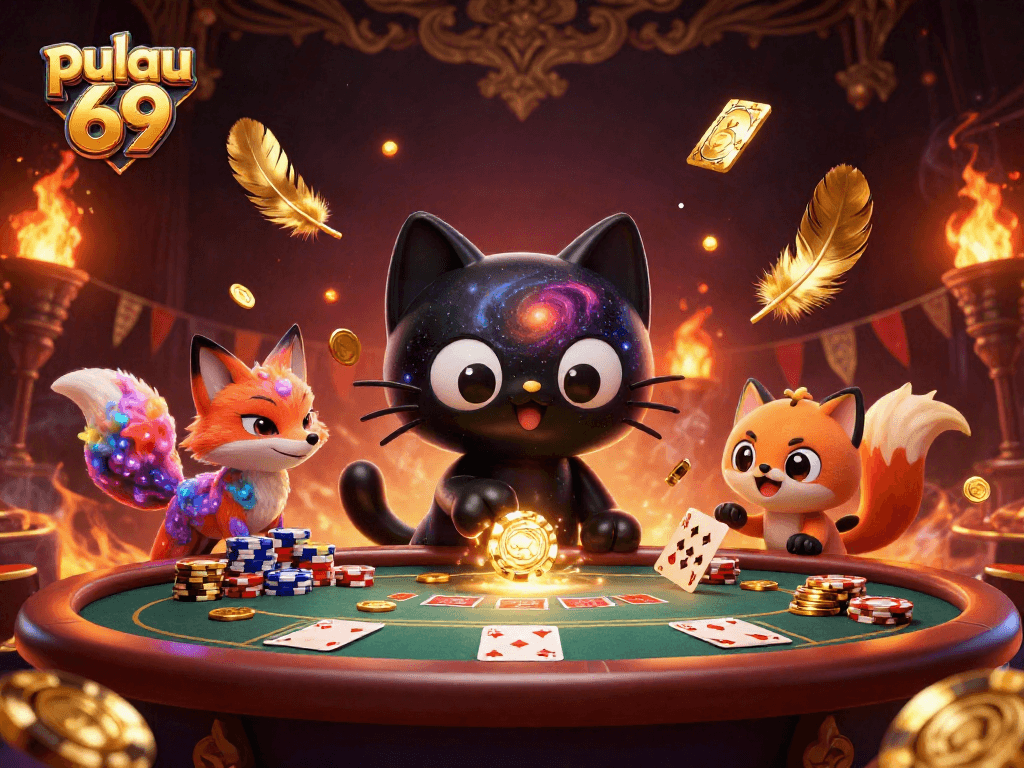 Engage with pulau 69 in an electrifying cosmic casino scene featuring dynamic elements.