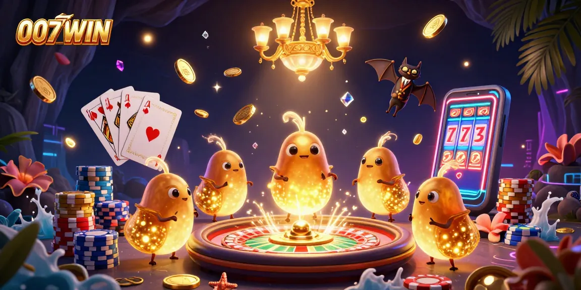 Engage in thrilling gameplay at 007WIN with glowing glowworms lighting the casino scene.