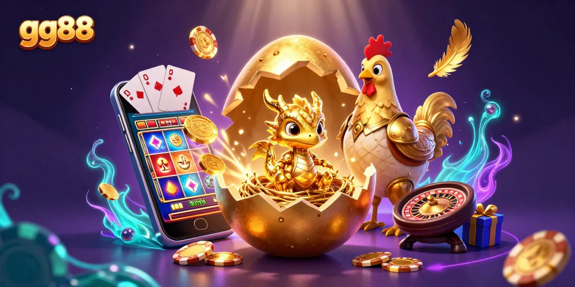Experience the excitement of gg88 with a dynamic casino scene featuring a golden dragon on poker chips.