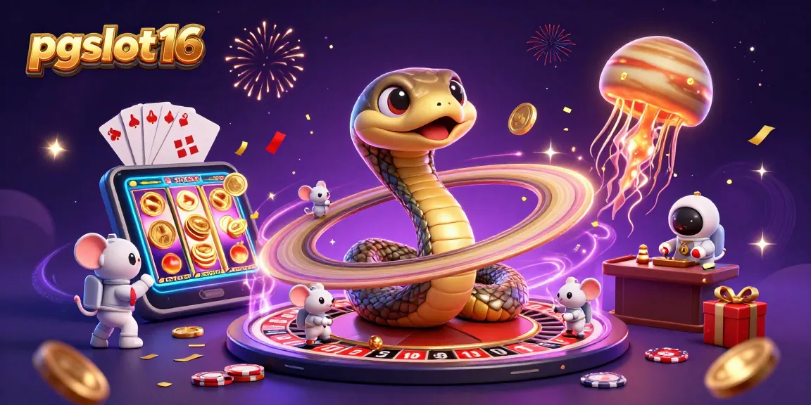 Experience thrilling cosmic gambling with pgslot16 featuring a Saturn snake roulette and astronaut mice.