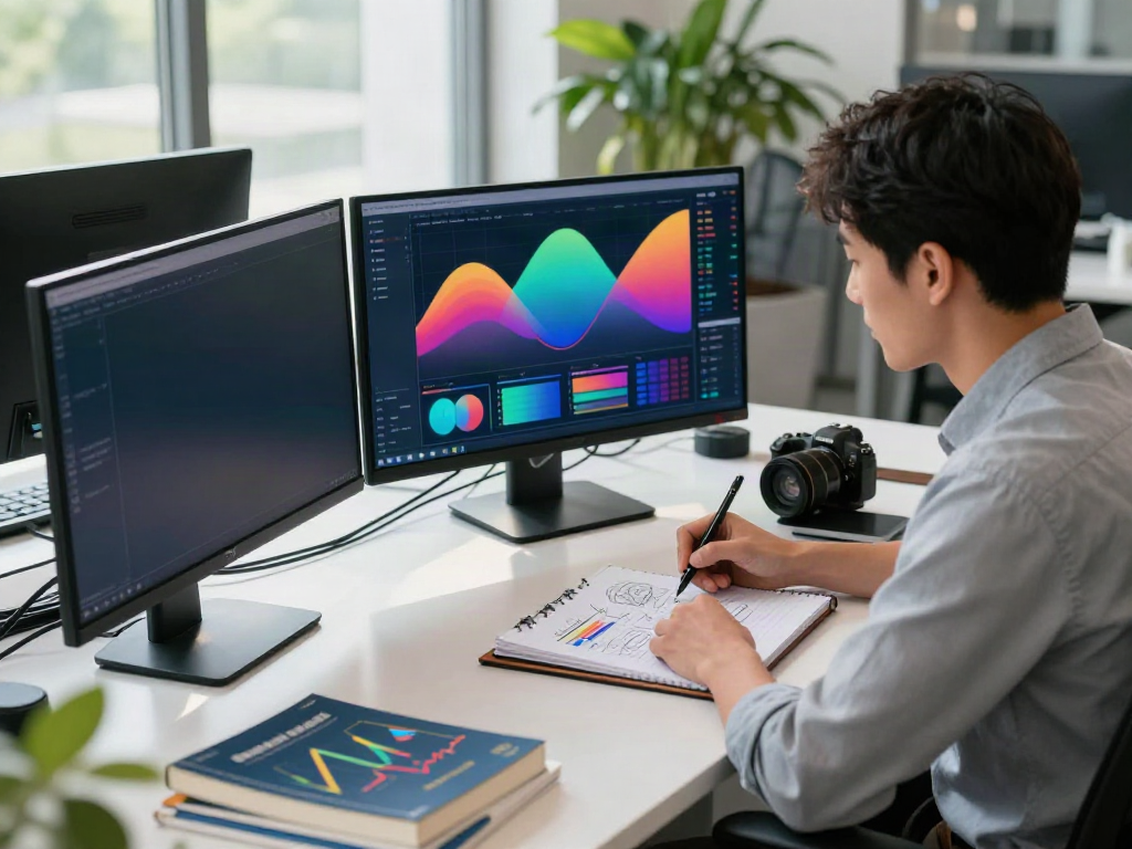 Traders using TradingView in a modern workspace with various charts.
