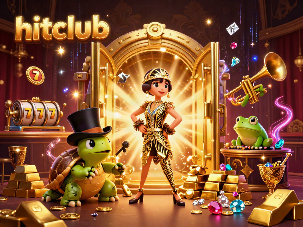 Engage with hitclub's energetic casino scene featuring vivid characters and dazzling slot elements.