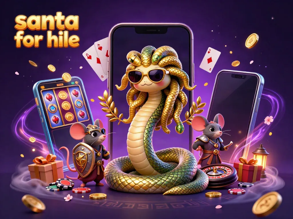 Engaging artwork showcasing a lively scene of the keyword santa for hire with festive gambling elements and charming characters.