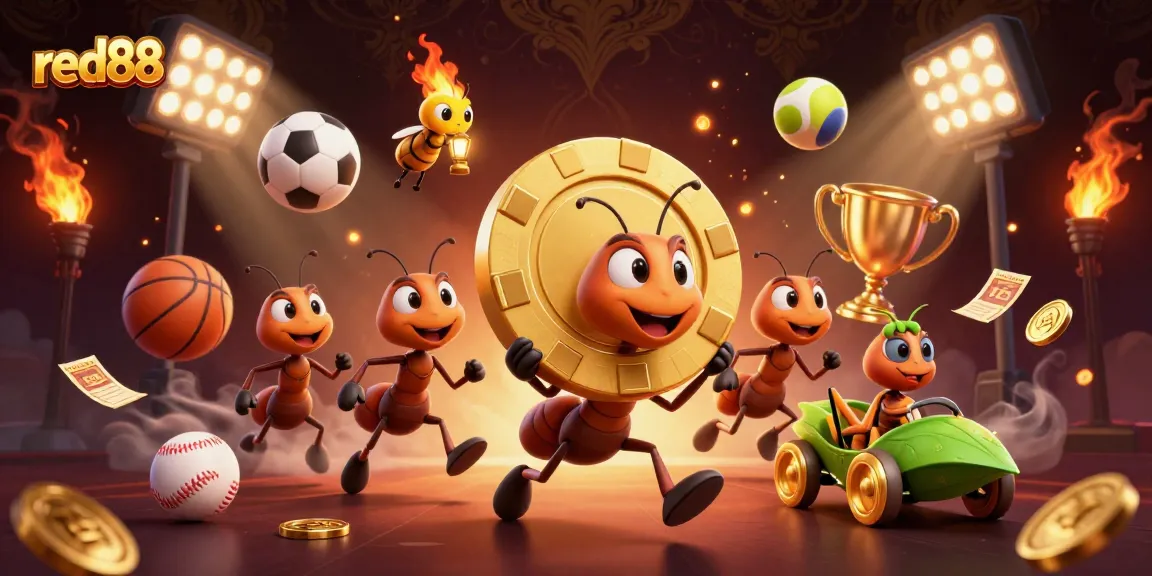 Engage with red88 as a team of ants executes a thrilling heist in vibrant 3D casino art.
