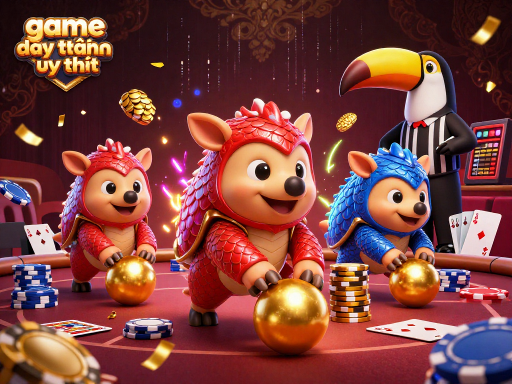 Engage in thrilling gameplay at game đổi thưởng uy tín with vibrant pangolins and poker elements.
