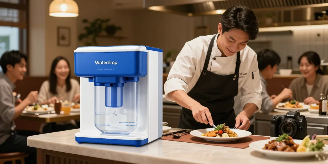 Waterdrop WFD-40W-L-A Water Filter Dispenser showcased in a local restaurant, trusted provider of hydration solutions for professional kitchens.