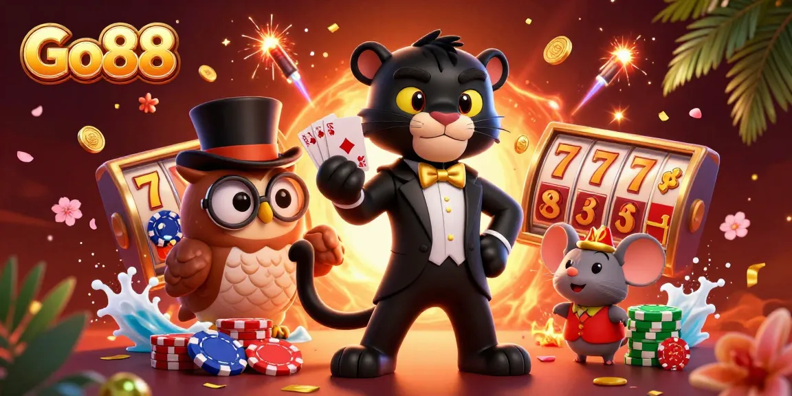 Experience exciting gaming action at Go88 with a stylish panther dealer and unique gambling elements.