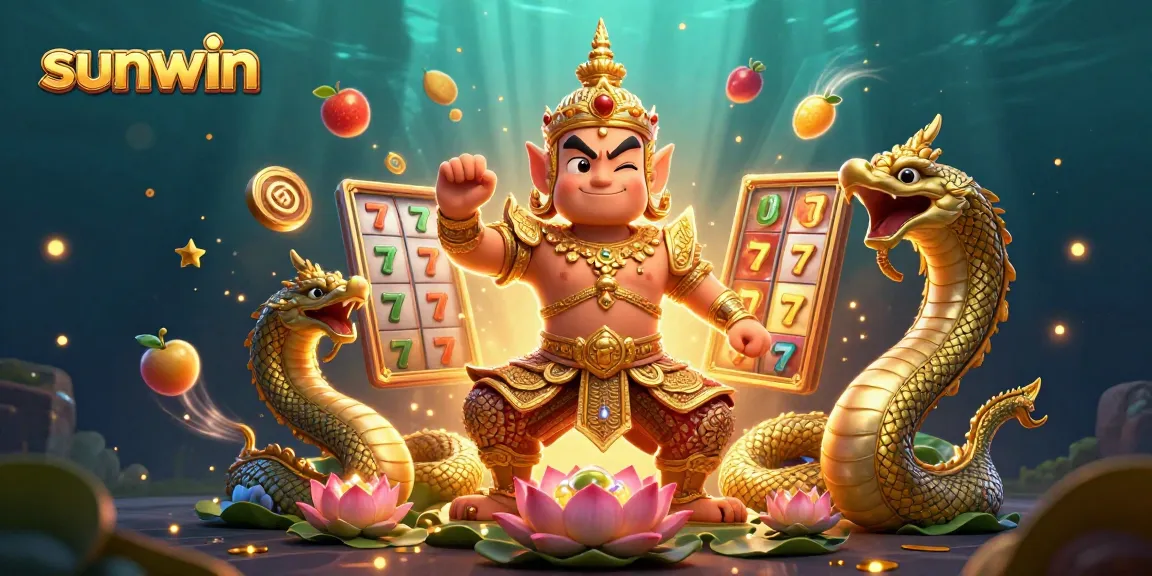 Experience thrilling slot action with sunwin featuring a golden guardian, spinning reels, and jackpot excitement.