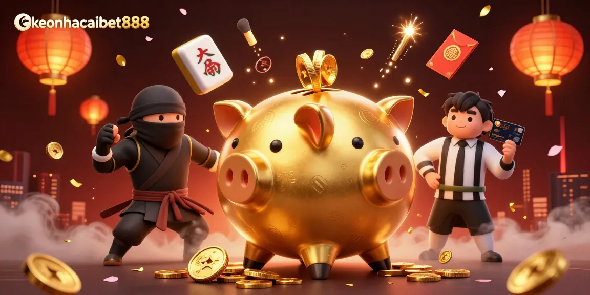 Engage with keonhacaibet888 in a vibrant, dynamic 3D casino scene full of action and excitement.