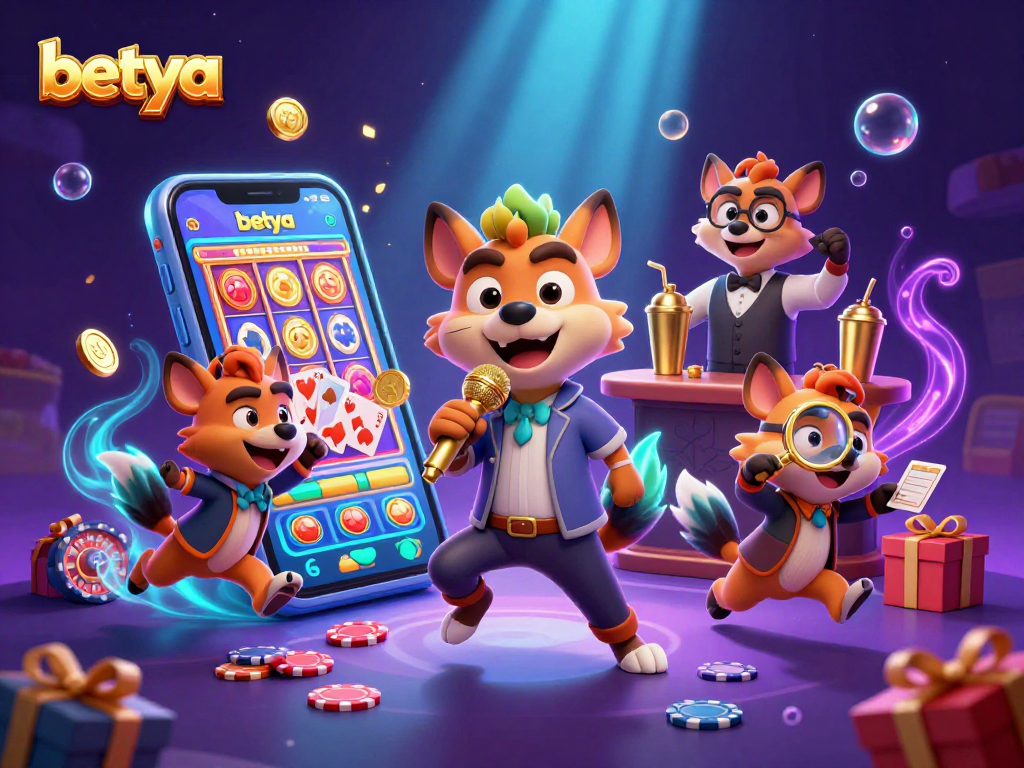Join betya's lively hyena comedians in a vibrant casino scene featuring dynamic gambling elements.