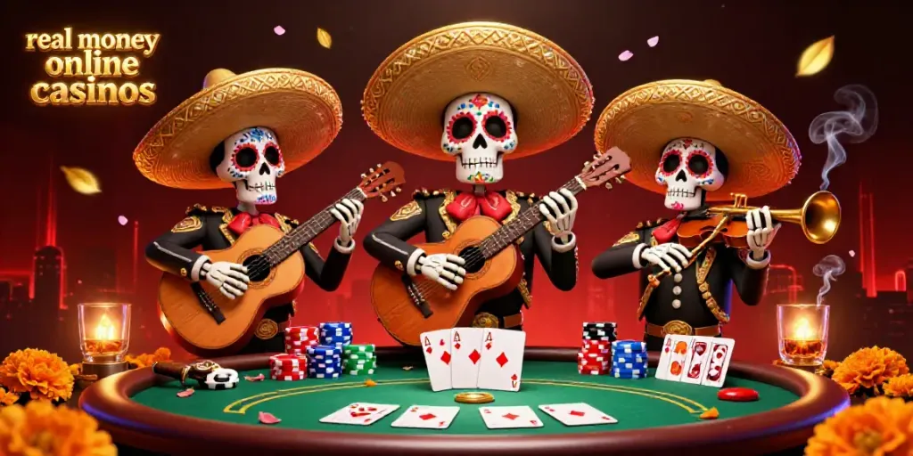 Experience the excitement of real money online casinos with vibrant casino elements.