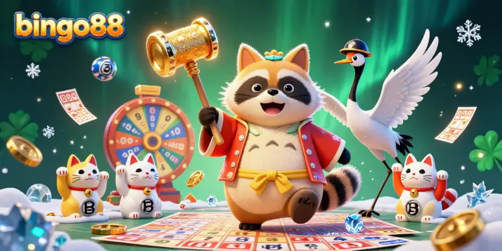 Rasakan keberuntungan bingo88 dengan ilustrasi yang dinamis dan warna cerah.