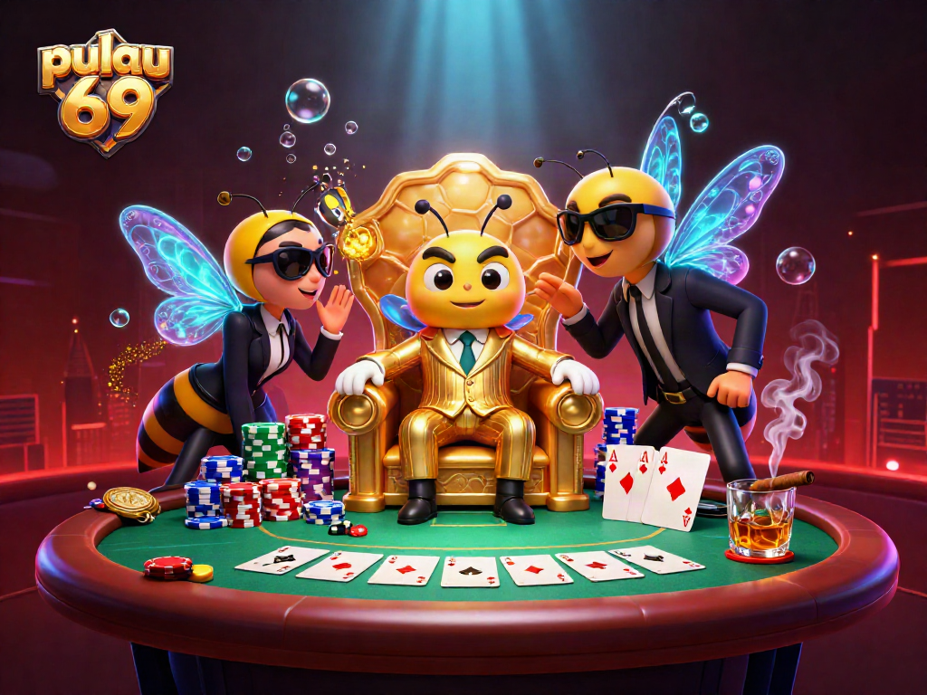 Join the excitement at pulau 69 with a vibrant poker scene featuring a bumblebee boss.