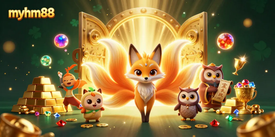 Experience epic wins with myhm88’s magical casino scene featuring vibrant characters and treasures.