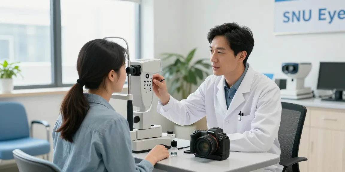 Patient receiving eye examination at SNU Eye Clinic with advanced technology and personal care.