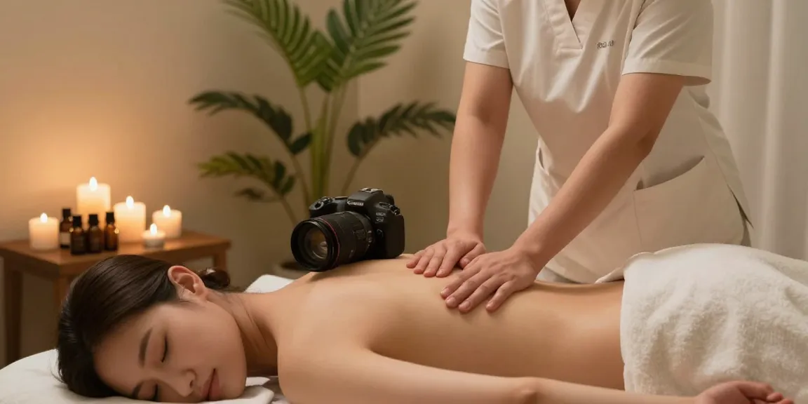 Relaxing massage therapy scene showcasing 의왕출장안마 with a professional therapist and tranquil spa environment.