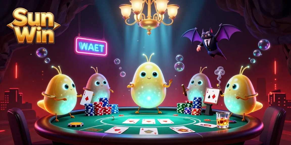 Experience the engaging atmosphere of Sun Win with glowworms illuminating the game table and a bat dealer in action.