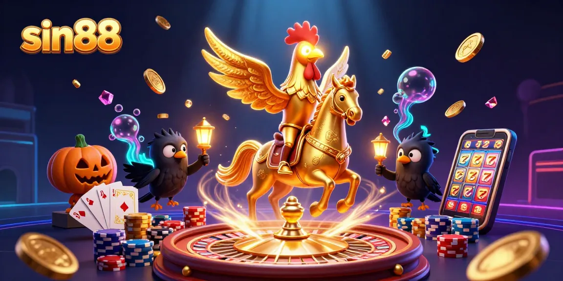 Experience the thrill of sin88's vibrant casino ambiance with exciting game elements and characters interacting dynamically.