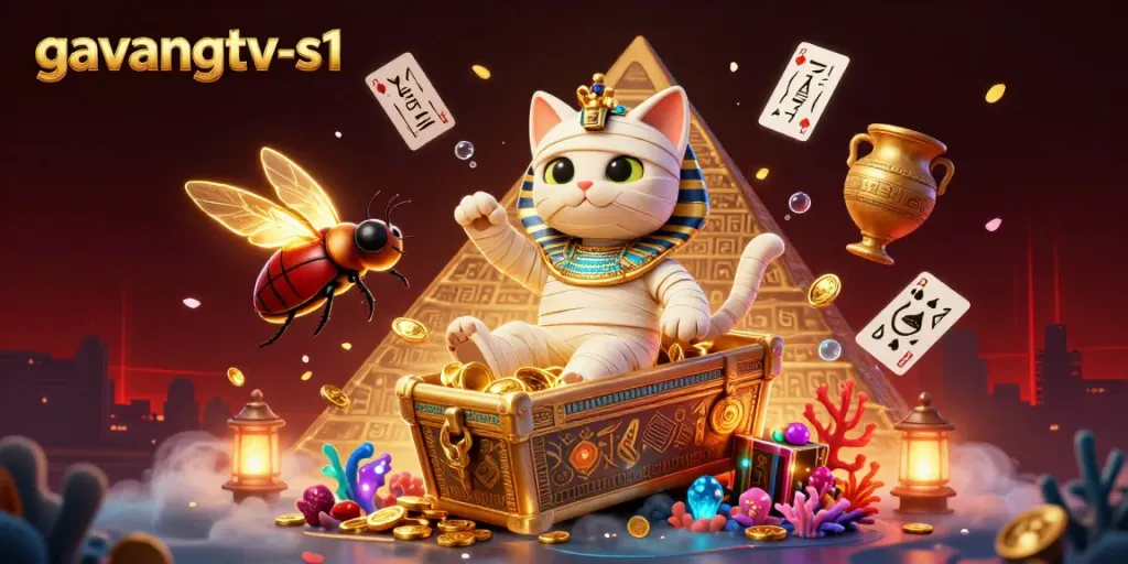 Experience the brilliance of gambling with the vibrant scene from gavangtv-s1, showcasing Egyptian themes and dynamic game elements.