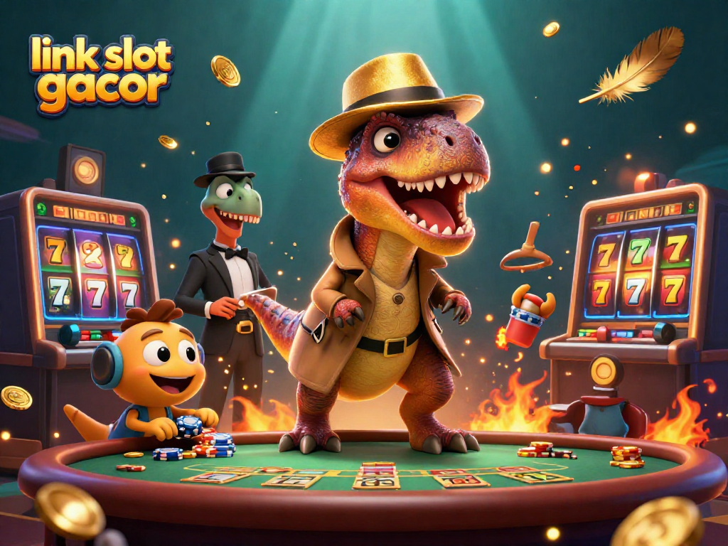 Win big with link slot gacor at this action-packed casino scene featuring unique 3D characters.