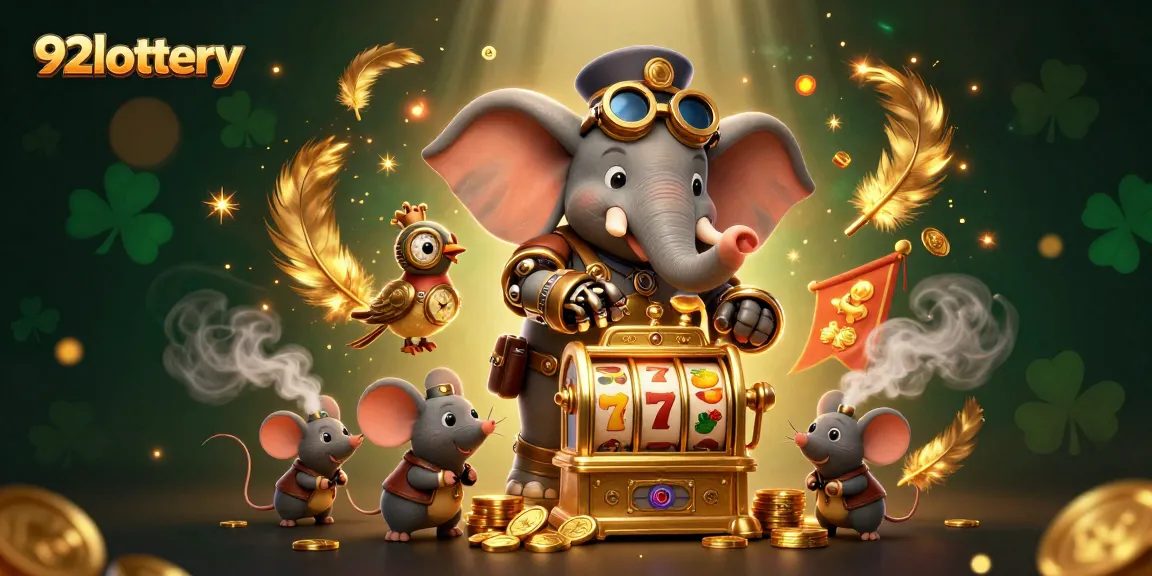 Spin the golden slot machine at 92lottery while enjoying a vibrant steampunk setting.
