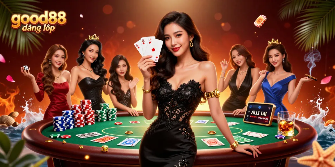 Play winning hands at good88 đăng nhập with an elegant Asian woman in a luxury casino setting, showcasing poker elements.