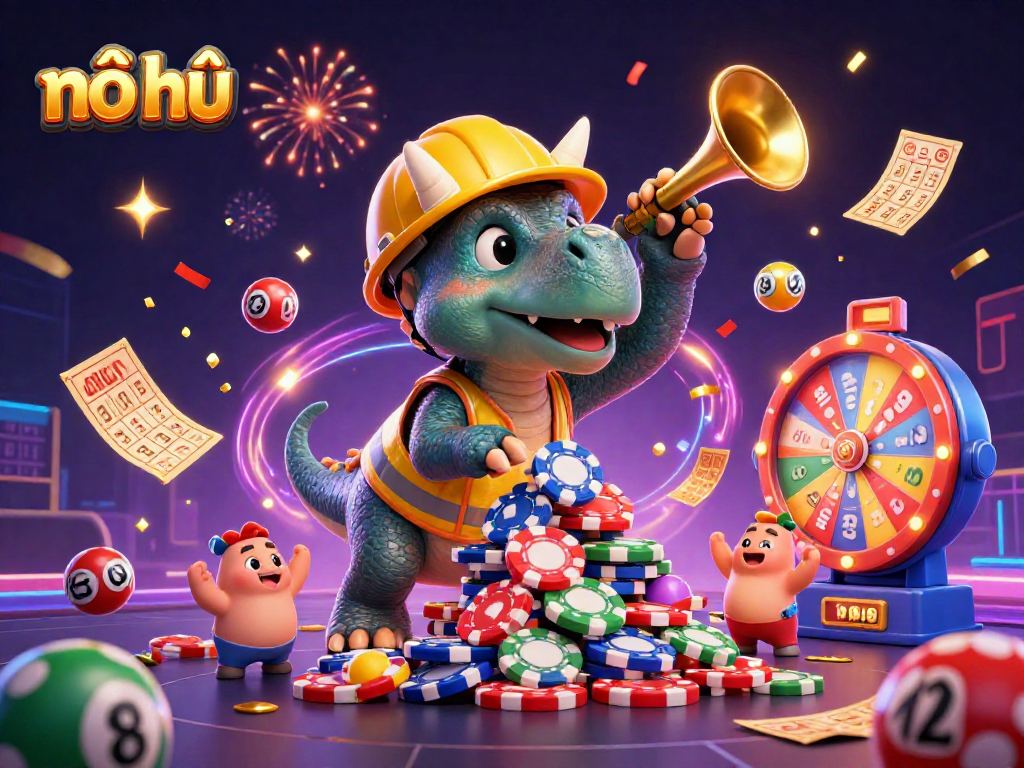 Experience exciting nổ hũ thrills with vibrant characters, colorful casino elements, and dynamic celebration effects!